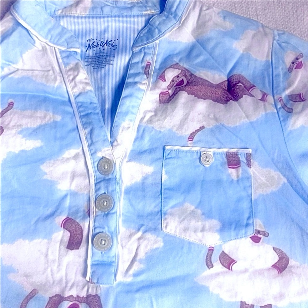 Nick & Nora sock monkey’s in the clouds sleeping gown size L - Picture 3 of 7